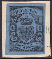 1859  Freimarke: Oldenburgisches Staatswappen mit Herzogkrone