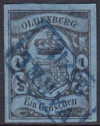 1859  Freimarke: Oldenburgisches Staatswappen mit Herzogkrone