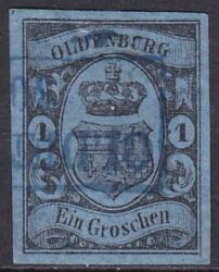 1859  Freimarke: Oldenburgisches Staatswappen mit Herzogkrone