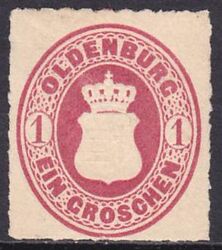 1867  Freimarke: Oldenburgisches Hauswappen mit Herzogkrone