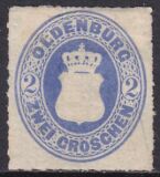 1867  Freimarke: Oldenburgisches Hauswappen mit Herzogkrone
