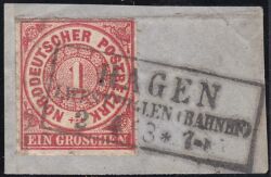 Nr. 1341 - Nachverwendeter Preußenstempel - Hagen i. Westphalen Bahnhof / R3