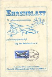 1998  Ehrenblatt der Forschungsgemeinschaft Tag der Briefmarke 
