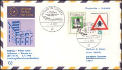 1972  Lufthansa Erstflug mit Europa Jet von Hamburg - Barcelona - Hamburg