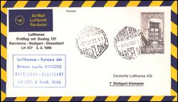 1966  Lufthansa Erstflug mit Europa Jet von Barcelona - Stuttgart