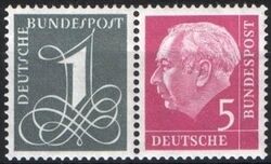 1958  Freimarken: Theodor Heuss / Ziffernzeichnung - Zusammendruck