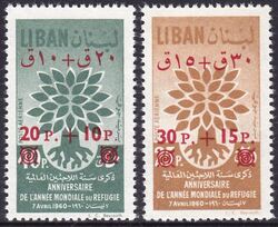 Libanon 1960  Weltflchtlingsjahr mit rotem Aufdruck