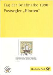 1998  Treuegabe - Postsegler "Hiorten" - Tag der Briefmarke
