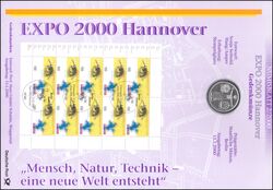 2000  Numisblatt - Weltausstellung EXPO 2000 in Hannover