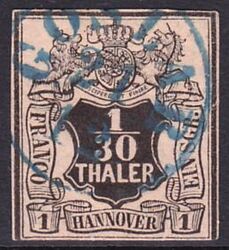 1851  Freimarke: Glatter Wertschild unter Wappen