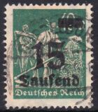 1923  Freimarke mit neuem Wertaufdruck