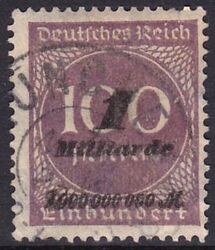 1923  Freimarke: Ziffer im Kreis mit neuem Wertaufdruck