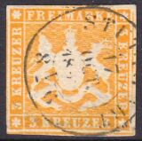 1859  Freimarke: Wappen von Württemberg ohne...