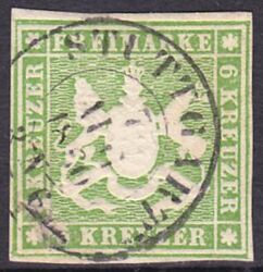 1859  Freimarke: Wappen von Wrttemberg ohne Seidenfaden