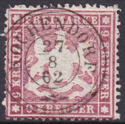 1861  Freimarke: Wappen von Wrttemberg - dnnes Papier