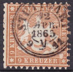 1863  Freimarke: Wappen von Württemberg - geänderte Farben