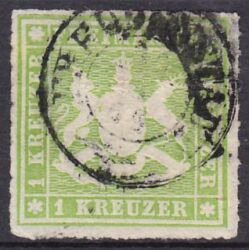 1865  Freimarke: Wappen von Württemberg - durchstochen