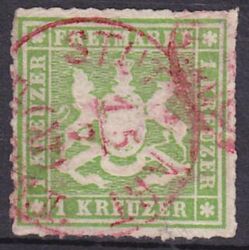 1865  Freimarke: Wappen von Wrttemberg - durchstochen