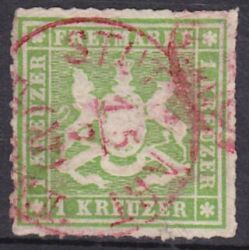 1865  Freimarke: Wappen von Württemberg - durchstochen
