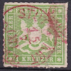 1865  Freimarke: Wappen von Wrttemberg - durchstochen