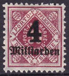 1923  Dienstmarke: Ziffer in Raute mit neuem Wertaufdruck