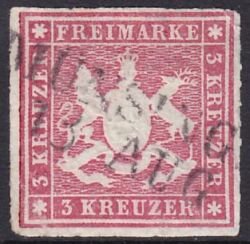 1865  Freimarke: Wappen von Württemberg - durchstochen