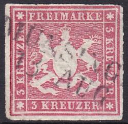 1865  Freimarke: Wappen von Wrttemberg - durchstochen