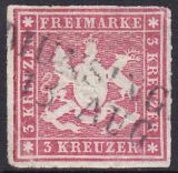 1865  Freimarke: Wappen von Württemberg - durchstochen