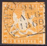 1859  Freimarke: Wappen von Württemberg ohne...
