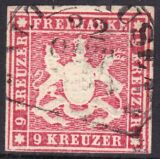 1859  Freimarke: Wappen von Württemberg ohne...