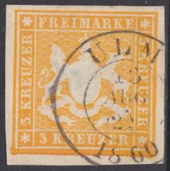 1859  Freimarke: Wappen von Württemberg ohne Seidenfaden