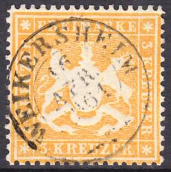 1860  Freimarke: Wappen von Württemberg dickes Papier