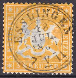 1861  Freimarke: Wappen von Württemberg dünnes Papier