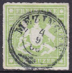 1865  Freimarke: Wappen von Württemberg - durchstochen