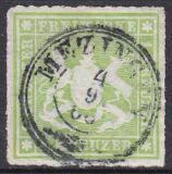 1865  Freimarke: Wappen von Württemberg - durchstochen