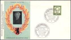 1962  Freimarken: Bedeutende Deutsche 213 - Hauptmann