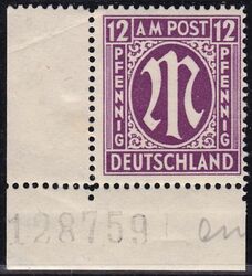 1945  Freimarke: AM-Post  englischer Druck mit Bogenzhler