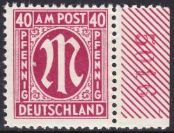1945  Freimarke: AM-Post  deutscher Druck mit Bogenzähler
