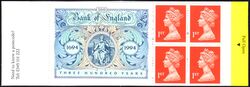 106 - 1994  Markenheftchen: 300 Jahre Bank of England