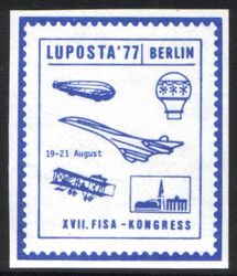 1977  Offizielle Vignette der Luftpostausstellung LUPOSTA `77 in Berlin