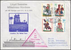 1970  Schiffspost der MS "Europa" - Seereise Mittelmeer - Nordsee