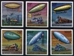 Komoren 1977  Komoren 1977  Luftschiffe und Eisenbahnen - ungezähnt