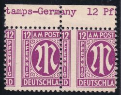 1945  Freimarke: AM-Post  amerikanischer Druck stark verzähnt