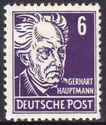 1952  Freimarken: Persönlichkeiten - Gerhart Hauptmann