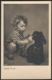 Junge mit Hund - Fotokarte