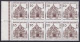 1964  Freimarken: Deutsche Bauwerke aus Markenheftchen-Bogen