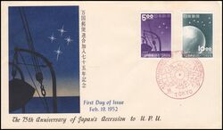 1952  75. Jahrestag des Beitritts Japan zum Weltpostverein (UPU)