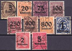 1923  Dienstmarken mit neuem Wertaufdruck