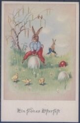 Die besten Ostergrüße - Hase mit Eiern