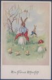 Die besten Ostergrüße - Hase mit Eiern